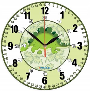 Dino Edukacyjny zegar ścienny dla dzieci Bezgłośny mechanizm St