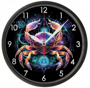 Znak zodiaku RAK zegar ścienny z szybką Bezgłośny mechanizm