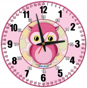 Sowa Edukacyjny zegar ścienny dla dzieci Bezgłośny mechanizm Gk