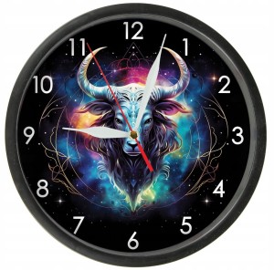 Znak zodiaku BYK zegar ścienny z szybką Bezgłośny mechanizm