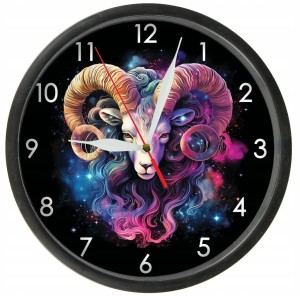 Znak zodiaku BARAN zegar ścienny z szybką Bezgłośny mechanizm