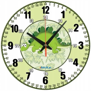 Dino Edukacyjny zegar ścienny dla dzieci Bezgłośny mechanizm Gk