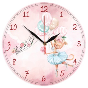 Baletnica II Zegar ścienny dla dzieci Bezgłośny mechanizm 