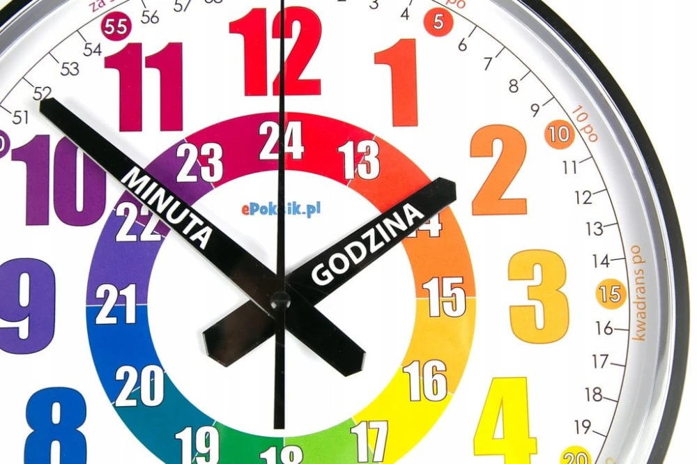 Nauczyciel czasu Cichy zegar ścienny do nauki dla dzieci 28 cm B2