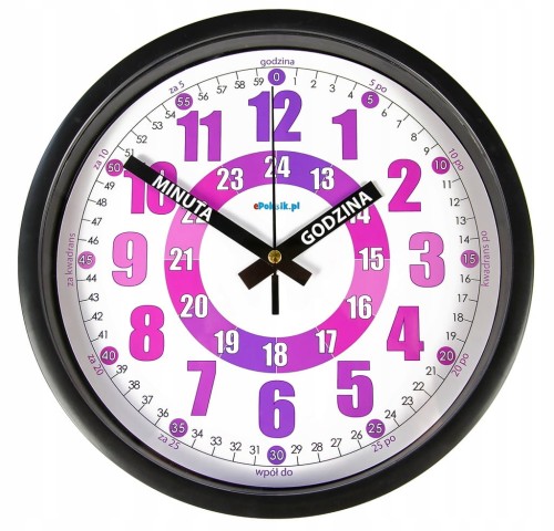 J2F Nauczyciel czasu Cichy zegar ścienny do nauki dla dzieci 23 cm