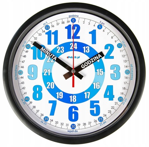 J2N Nauczyciel czasu Cichy zegar ścienny do nauki dla dzieci 23 cm