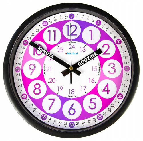 J1F Nauczyciel czasu Cichy zegar ścienny do nauki dla dzieci 23 cm