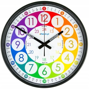 B1 Nauczyciel czasu Cichy zegar ścienny do nauki BARDZO DUŻY 38 cm metal