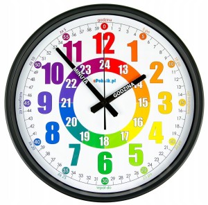 B2 Nauczyciel czasu Cichy zegar ścienny do nauki BARDZO DUŻY 38 cm metal