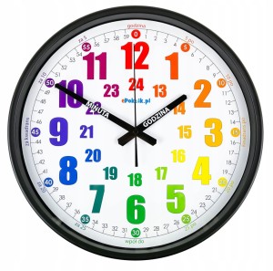 B3 Nauczyciel czasu Cichy zegar ścienny do nauki BARDZO DUŻY 38 cm metal