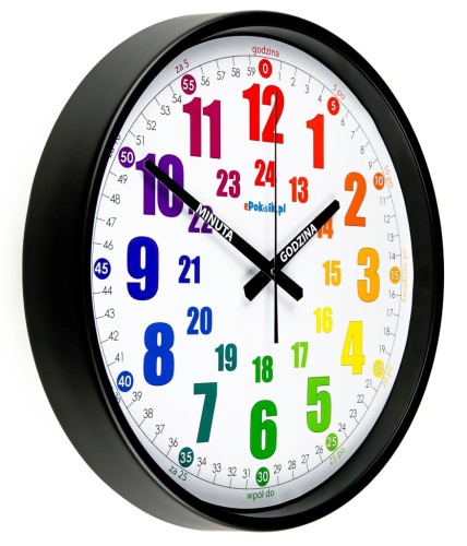 B3 Nauczyciel czasu Cichy zegar ścienny do nauki BARDZO DUŻY 38 cm metal