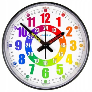 B2K Nauczyciel czasu Cichy zegar ścienny do nauki dla dzieci 28 cm