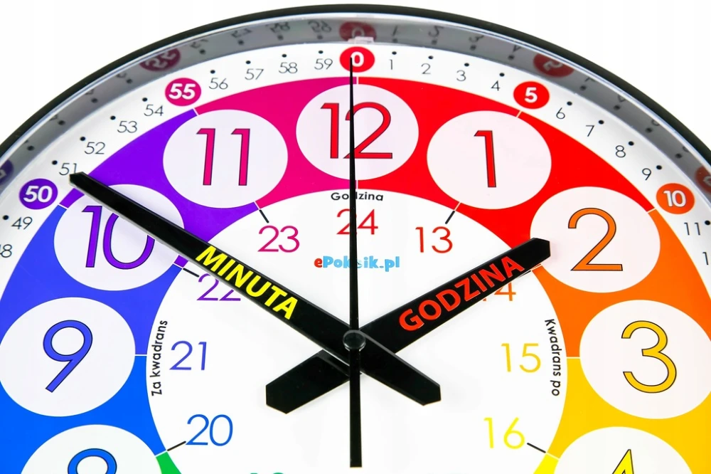 B1K Nauczyciel czasu Cichy zegar ścienny do nauki dla dzieci 28 cm