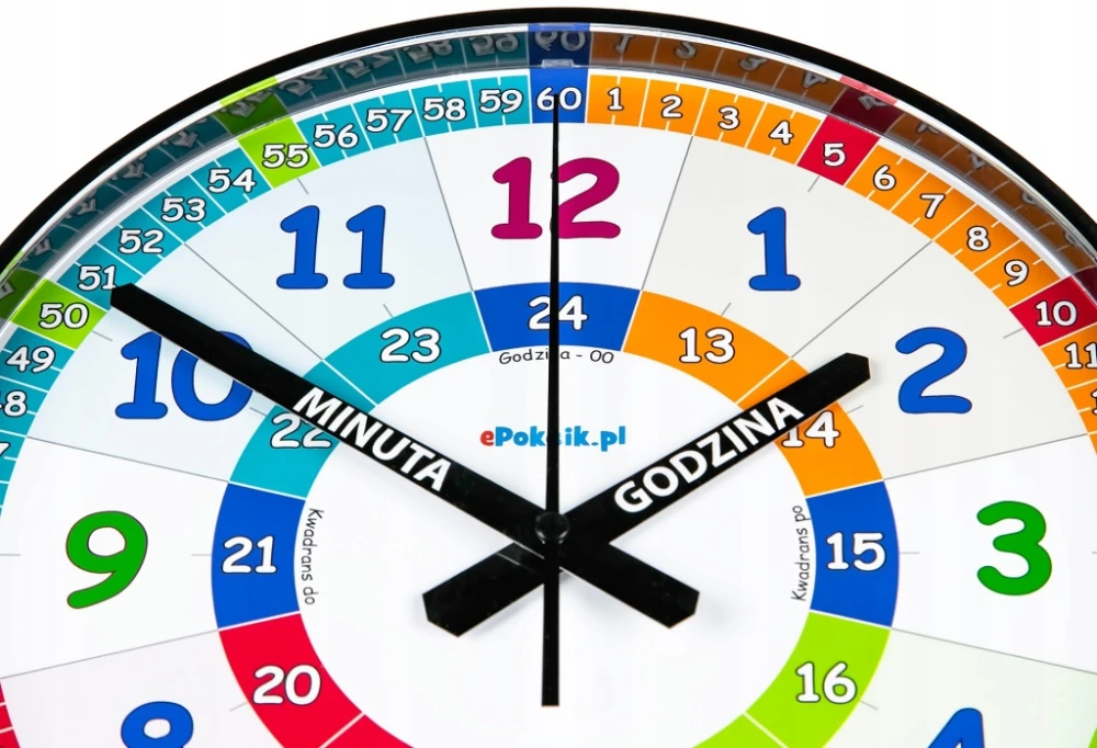 MN28 Nauczyciel czasu Cichy zegar ścienny do nauki dla dzieci 28 cm