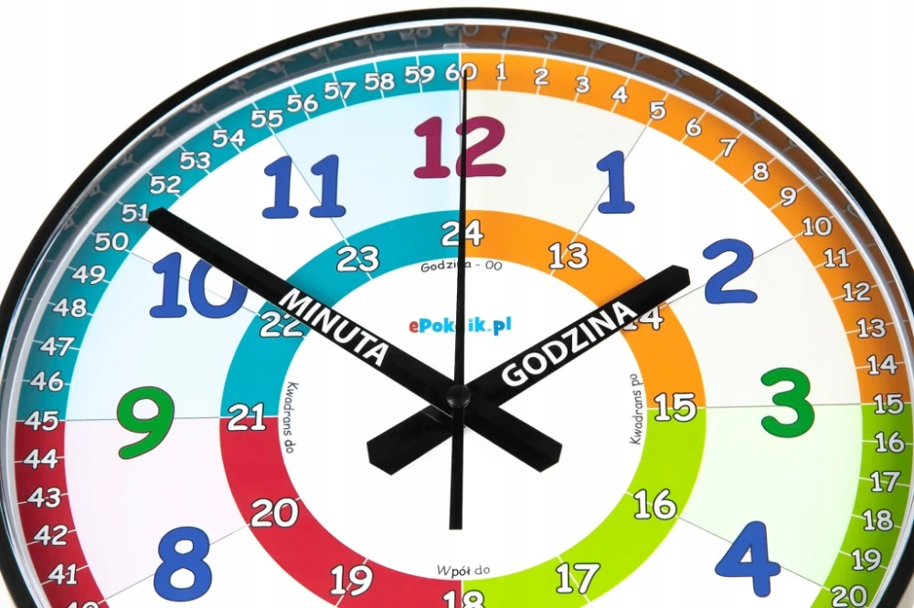 NP28 Nauczyciel czasu Cichy zegar ścienny do nauki dla dzieci 28 cm