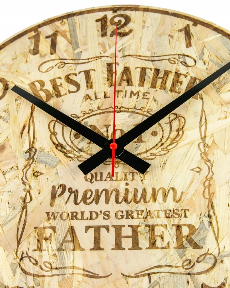 Zegar The Best Father Grawer laserowy Styl etykiety Jack Daniels OSB 39cm