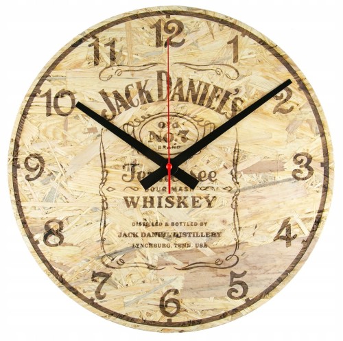 Zegar ścienny Grawer laserowy Styl etykiety Jack Daniels OSB 38 cm