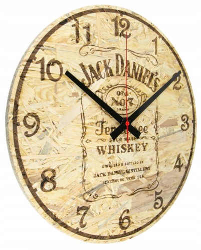 Zegar ścienny Grawer laserowy Styl etykiety Jack Daniels OSB 38 cm