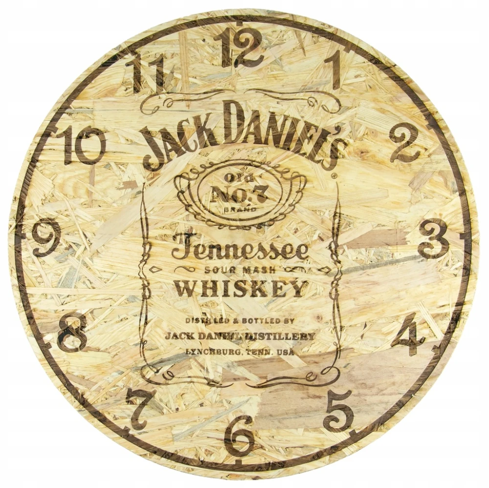 Zegar ścienny Grawer laserowy Styl etykiety Jack Daniels OSB 38 cm