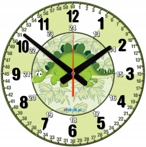 Dino Edukacyjny zegar ścienny dla dzieci Bezgłośny mechanizm G