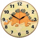 Dino zegar ścienny dla dzieci Bezgłośny mechanizm - pomarańcz