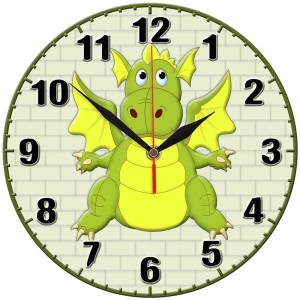 Smok zegar ścienny dla dzieci Bezgłośny mechanizm - zielony