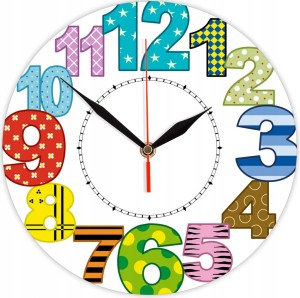 Kolorowe Cyfry zegar ścienny dla dzieci Bezgłośny mechanizm