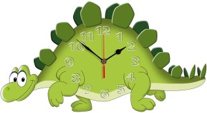 Dino zegar ścienny dla dzieci Bezgłośny mechanizm - zielony