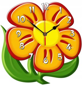 Kwiatek zegar ścienny dla dzieci Bezgłośny mechanizm - czerwony