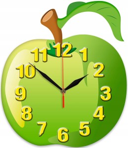 Jabłko zegar ścienny dla dzieci Bezgłośny mechanizm - zielone
