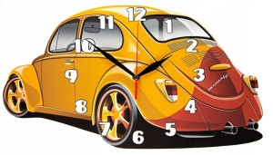 Garbus Zegar ścienny dla dzieci Bezgłośny mechanizm - pomarańczowy