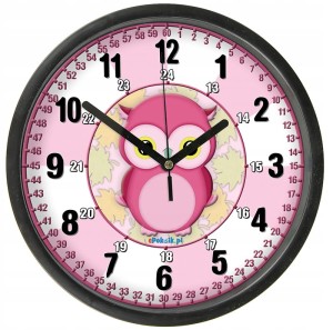 Edukacyjny zegar ścienny dla dzieci Z szybką Bezgłośny mechanizm - Sowa