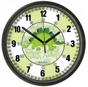 Edukacyjny zegar ścienny dla dzieci Z szybką Bezgłośny mechanizm - Dino