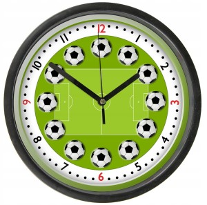Piłki Zegar ścienny z szybką dla kibica  wzór 105 - Bezgłośny mechanizm