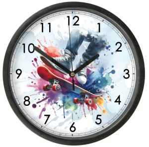 Deskorolka Zegar ścienny z szybką dla skatera wzór 5 - Bezgłośny mechanizm