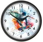 Deskorolka Zegar ścienny z szybką dla skatera wzór 4 - Bezgłośny mechanizm