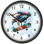 Deskorolka Zegar ścienny z szybką dla skatera wzór 3 - Bezgłośny mechanizm
