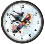 Deskorolka Zegar ścienny z szybką dla skatera wzór 2 - Bezgłośny mechanizm