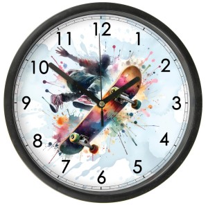 Deskorolka Zegar ścienny z szybką dla skatera wzór 2 - Bezgłośny mechanizm