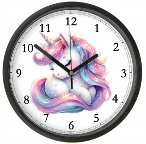 Jednorożec Zegar ścienny z szybką Bezgłośny mechanizm - wzór 30