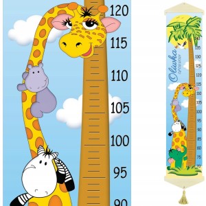 Miarka wzrostu dla dzieci na PŁÓTNIE Safari - Imię i data urodzenia