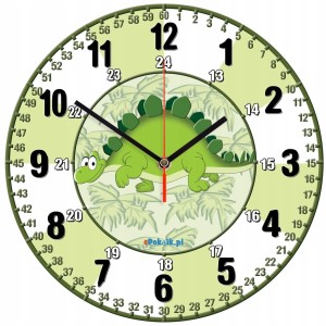 Dino Edukacyjny zegar ścienny dla dzieci Bezgłośny mechanizm