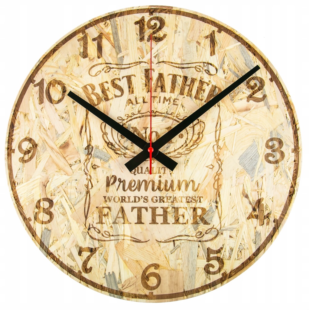 Zegar The Best Father Grawer laserowy Styl etykiety Jack Daniels OSB 39cm