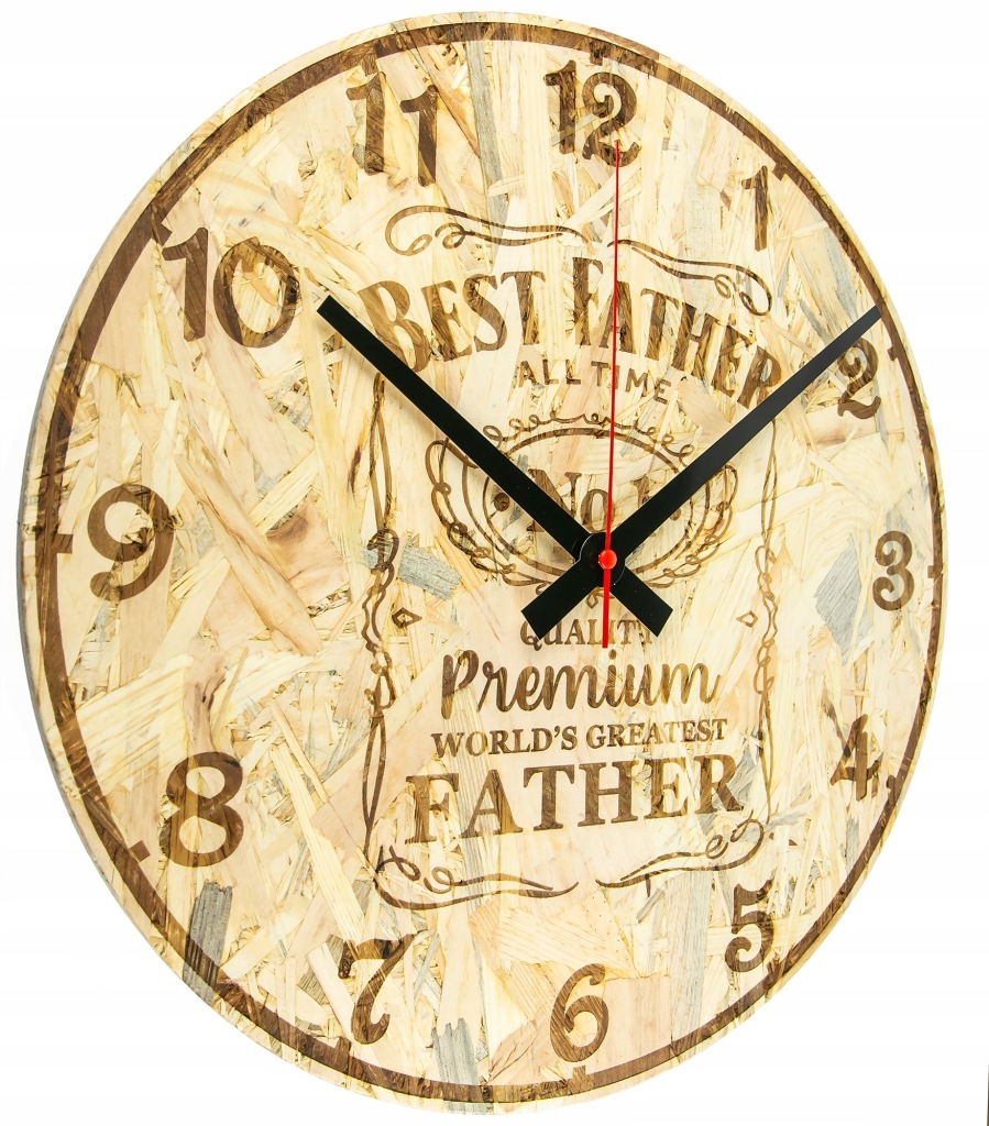 Zegar The Best Father Grawer laserowy Styl etykiety Jack Daniels OSB 39cm